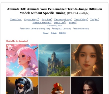 AnimateDiff：个性化文本到动画生成器，跨领域应用