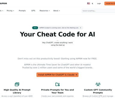 AIPRM：ChatGPT提示词神器，提升效率200万用户的选择