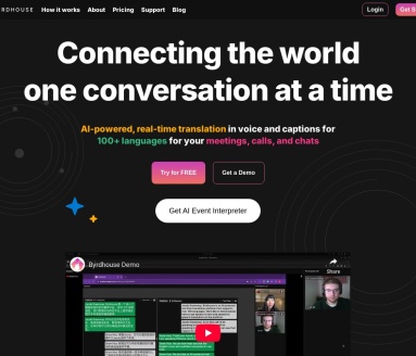 Byrdhouse：AI实时翻译，跨语言视频会议平台