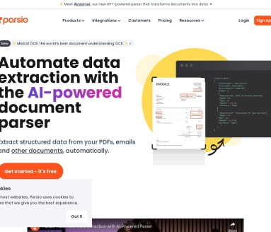 Parsio：AI驱动的强大数据提取工具，支持多语言文档解析