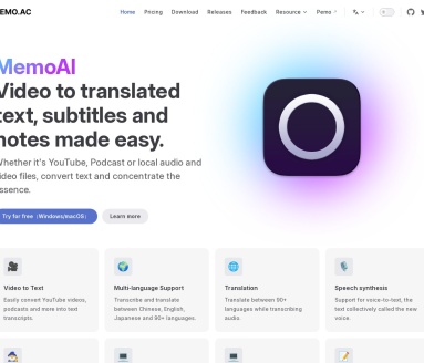 MemoAI:多语言AI转录工具,支持实时字幕和浮动笔记