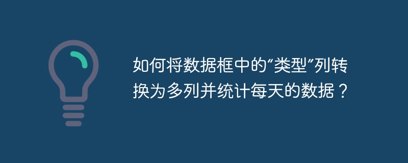 如何将数据框中的“类型”列转换为多列并统计每天的数据？