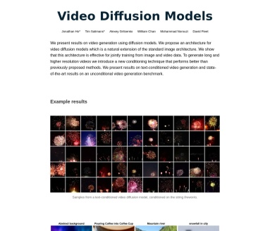 Video Diffusion Models:利用扩散模型生成高质量视频的先进技术