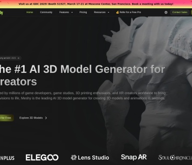 Meshy:免费AI 3D模型生成器,快速文本图片转3D
