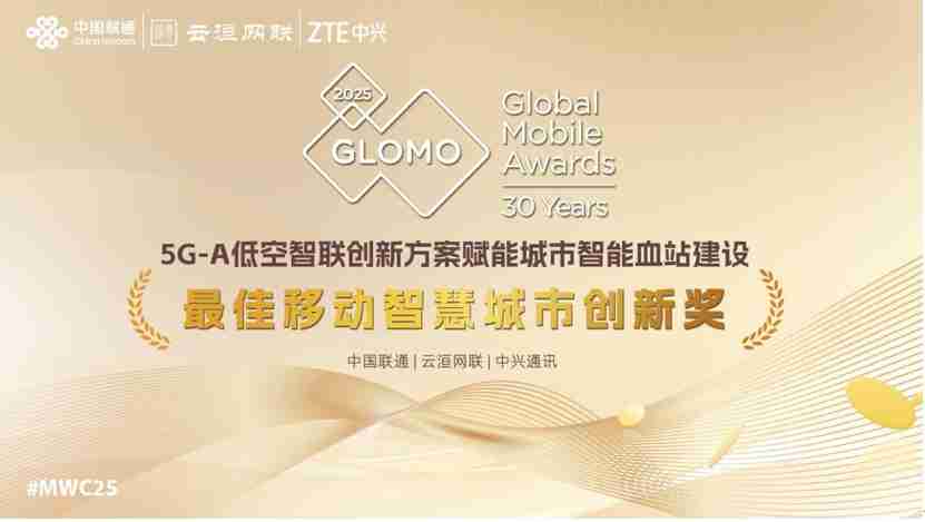中国联通、云洹网联与中兴通讯荣获 GSMA GLOMO
