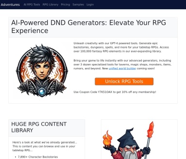 LitRPG Adventures：先进的桌面RPG内容生成器