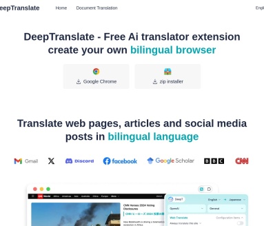 DeepTranslate：免费AI双语页面翻译插件，支持140多种语言