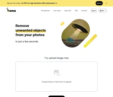 HAMA:AI驱动的对象移除和图像擦除工具