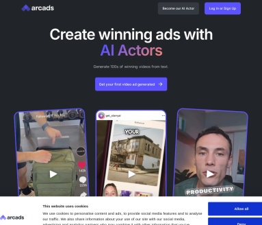 Arcads：AI驱动的视频广告制作平台，快速高效生成高质量广告