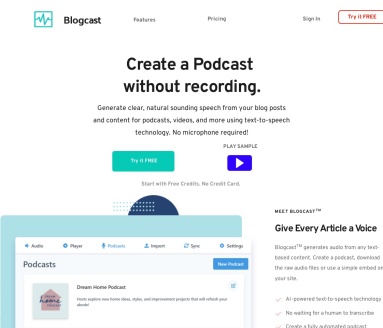 Blogcast™：AI文本到语音工具，简化播客和音频制作