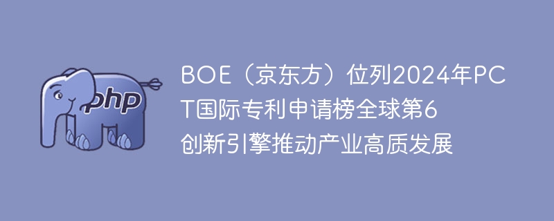 BOE京东方2024年PCT专利全球第6，创新引领产业发展