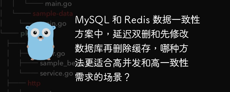 在高并发和高一致性需求的场景下，延迟双删方法更为合适。这是因为它能有效处理缓存和数据库的一致性问题。具体步骤包括：先删除缓存，再更新数据库，稍等片刻后再次删除缓存。这种方法能确保在高并发环境下数据的一致性，避免了缓存与数据库不一致的风险。