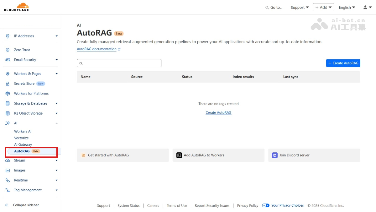 AutoRAG—Cloudflare全托管检索增强生成服务
