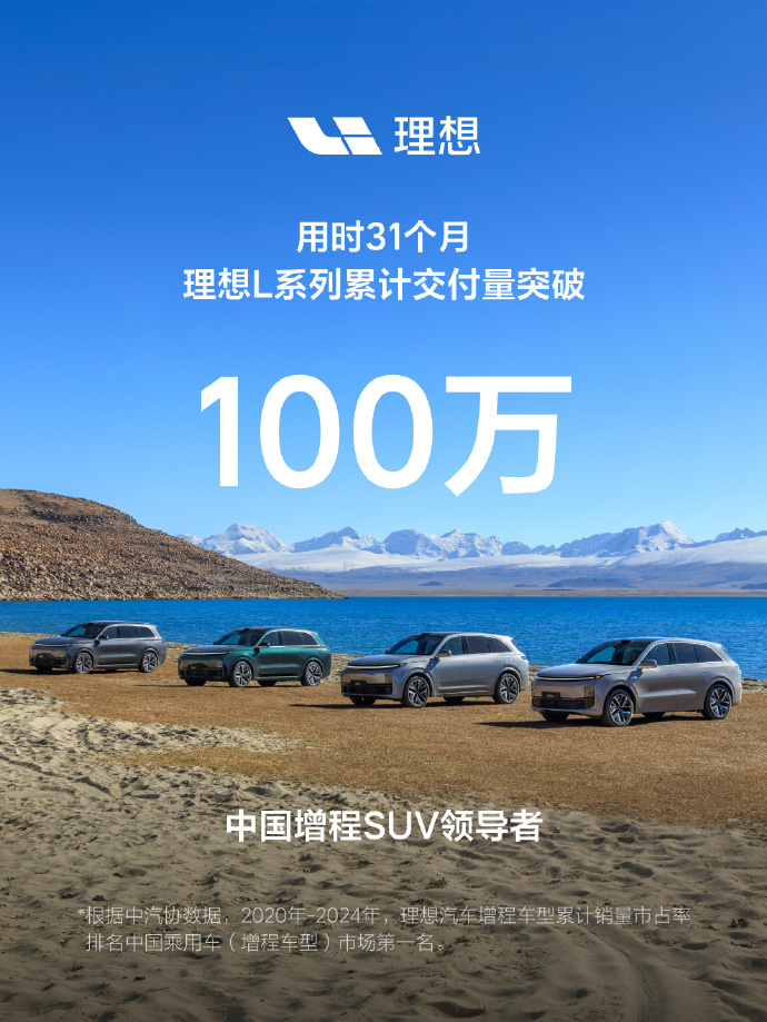 理想汽车31个月突破百万辆交付大关