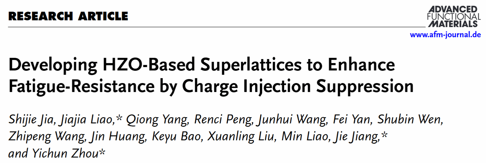 西电周益春团队在AdvancedFunctionalMaterials发表新文