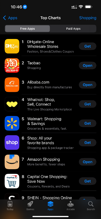 阿里国际站APP冲至美国榜第三，飙升神速