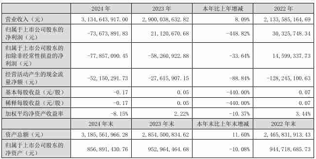 温州宏丰2024年营收31.35亿元，净利润同比由盈转亏