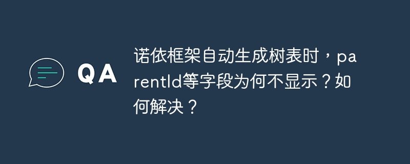 诺依框架自动生成树表时,parentId等字段为何不显示?如何解决?