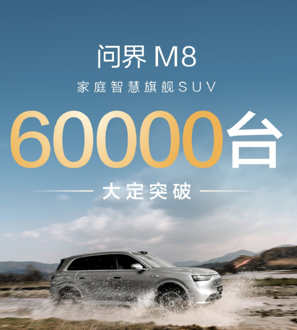 问界M8大定突破6万份：35.98万起 全系支持华为ADS3.0