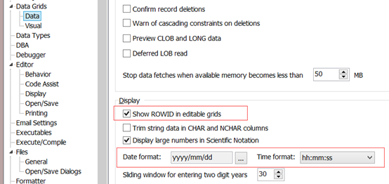 TOAD和PLSQL 默认日期显示、rowid显示、TNSNAME的修改