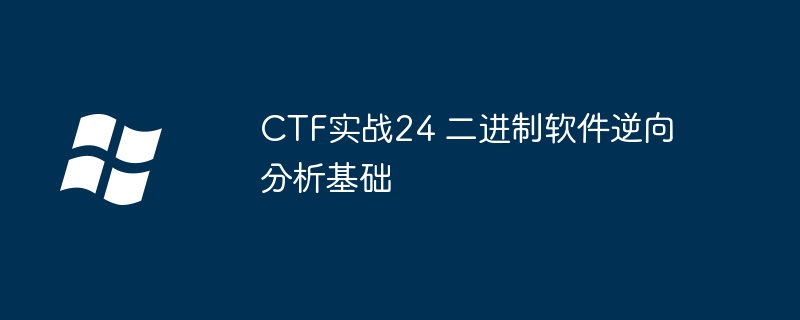 CTF实战24 二进制软件逆向分析基础
