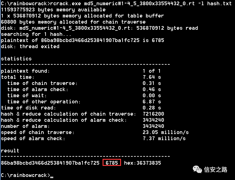 利用彩虹表破解Hash