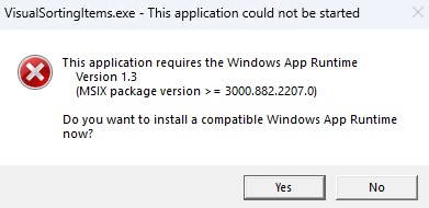 修复WinUI3应用缺失WindowsApp运行时环境提示