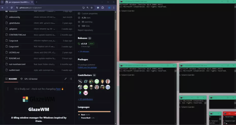 5.3K Star 烦恼全丢掉！GlazeWM：让Windows下的窗口管理更高效的秘密武器！