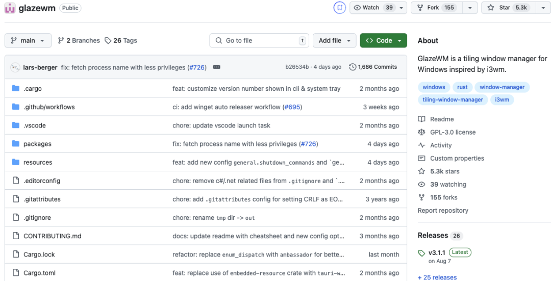 5.3K Star 烦恼全丢掉！GlazeWM：让Windows下的窗口管理更高效的秘密武器！