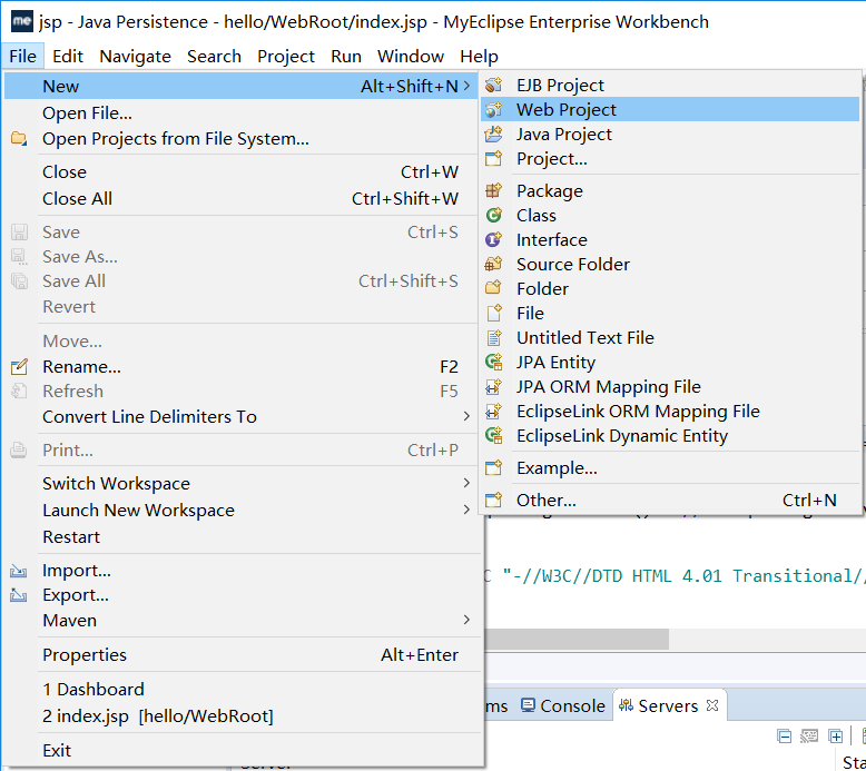 用MyEclipse开发第一个JSP项目