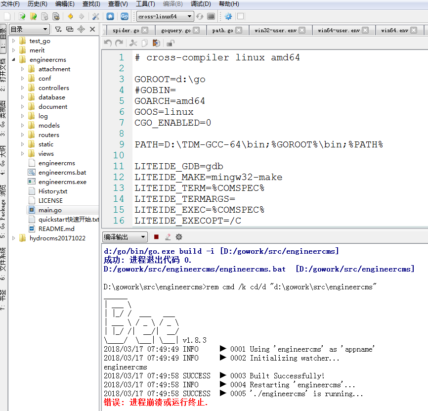 Windows里golang交叉编译Linux文件在docker里的centos中运行