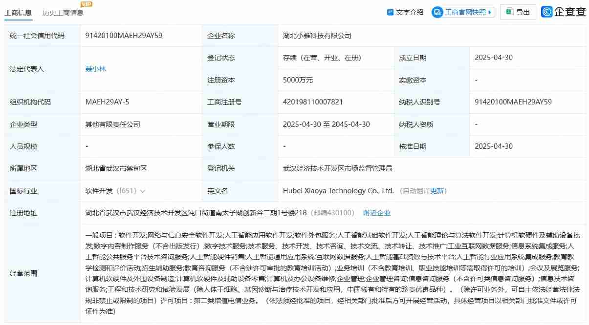 科大讯飞斥资7000万元在湖北成立两家人工智能公司