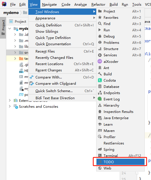 idea如何快速找到项目中待处理的TODO注释