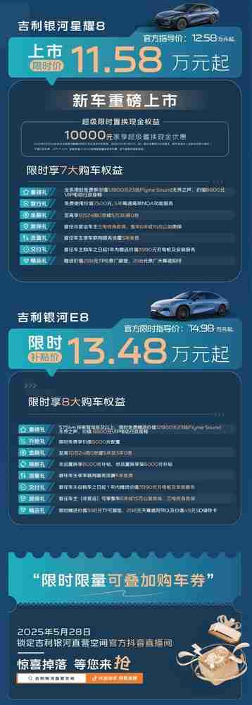吉利银河推百万销量限时补贴 星愿最低5.98万元起