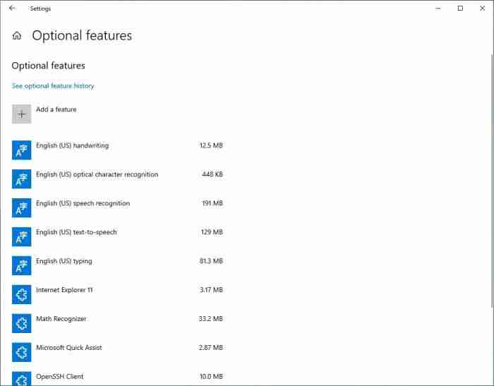 Win10 20H1在可选功能上添加排序和搜索功能并移除区域语言包