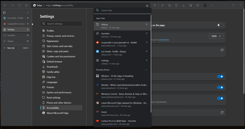 Microsoft Edge获得标签搜索功能