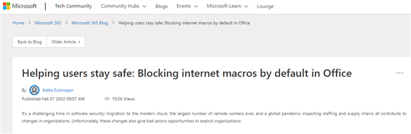 微软办公软件迎来重大改变：将在Office中阻止程序“宏”使用！