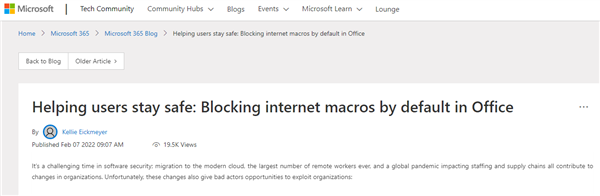 微软Office重大更新：宏功能被禁用！