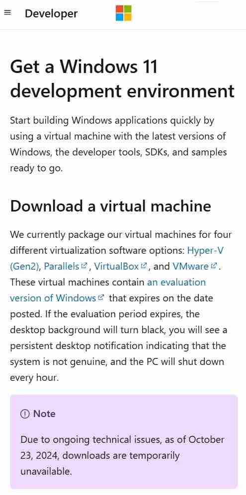 微软 Windows 11 虚拟机出现“持续的技术问题”：暂停下载