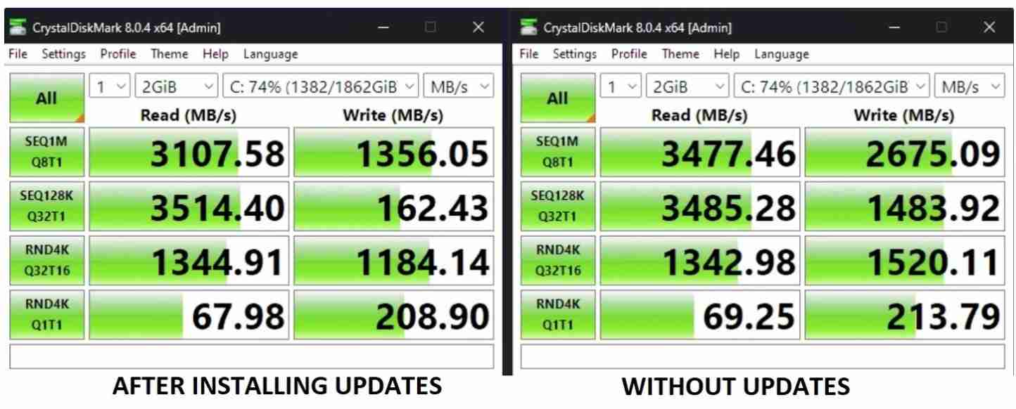 Win11更新补丁导致SSD固态硬盘速度下降