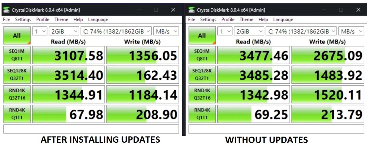 Win11更新补丁导致SSD速度骤降
