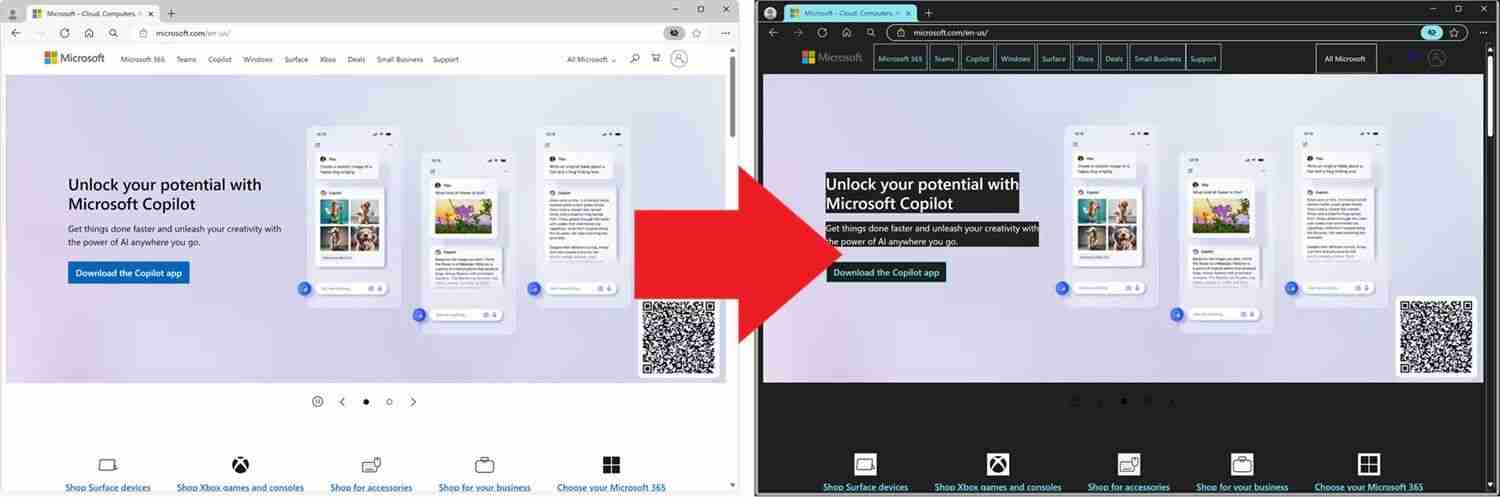 微软 Edge 浏览器弃用传统高对比度主题属性，改用“强制颜色”标