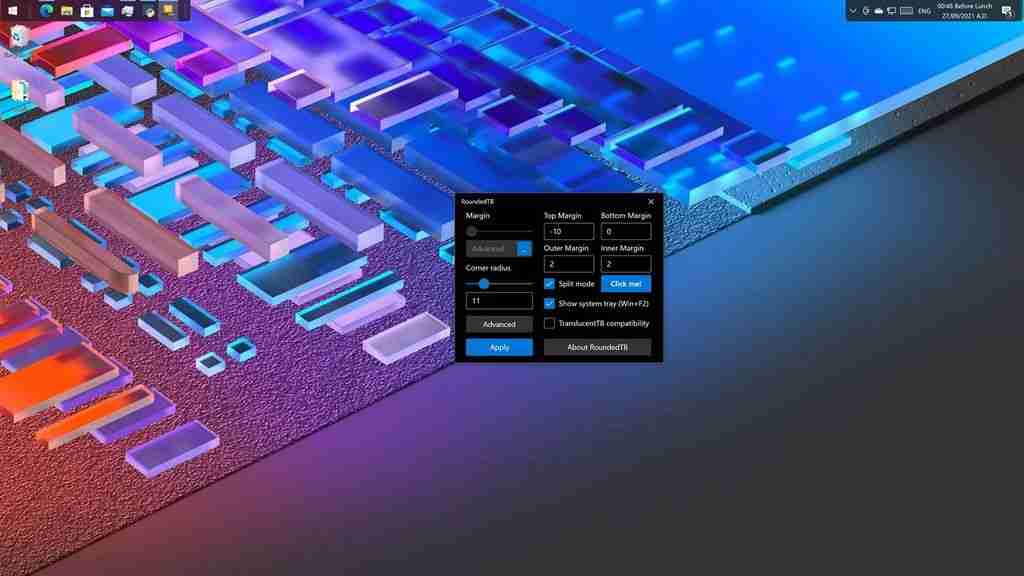 ​Windows 11任务栏修改圆角矩形小工具RoundedTB