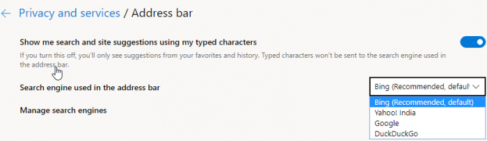 Edge浏览器Canary版本添加新功能,允许用户在搜索引擎之间切换