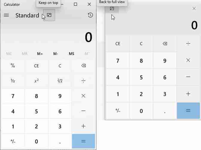 Win10计算器更新:新增总在最前端功能