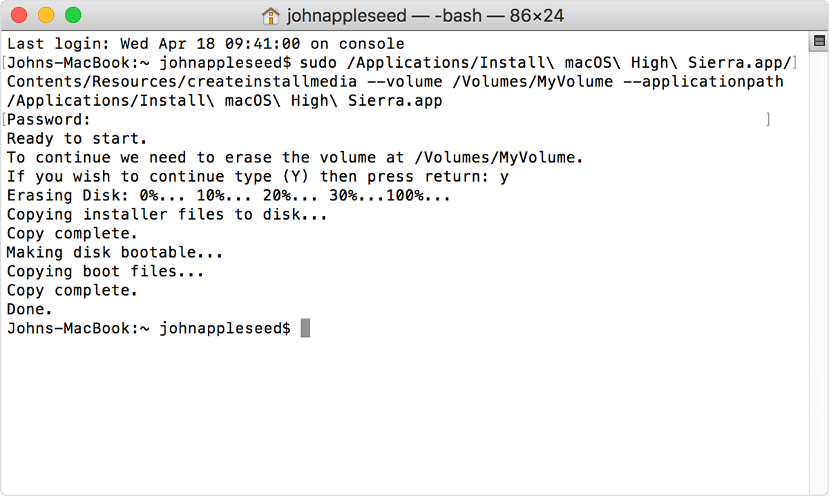 如何创建可引导的macOS安装器