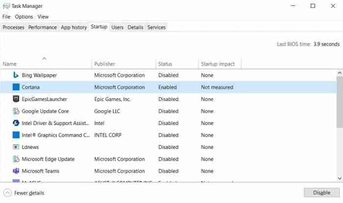 Win10 v2004如何移除Cortana开机启动项
