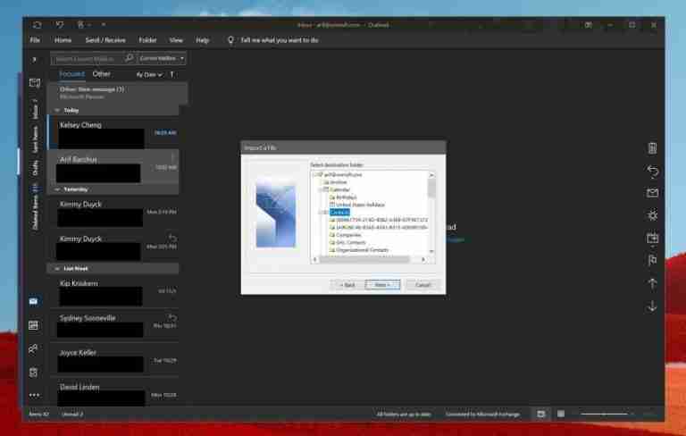 Win10如何将联系人导入Outlook？