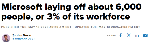 微软计划裁员3%约6000人! 应对变化激烈的市场波动