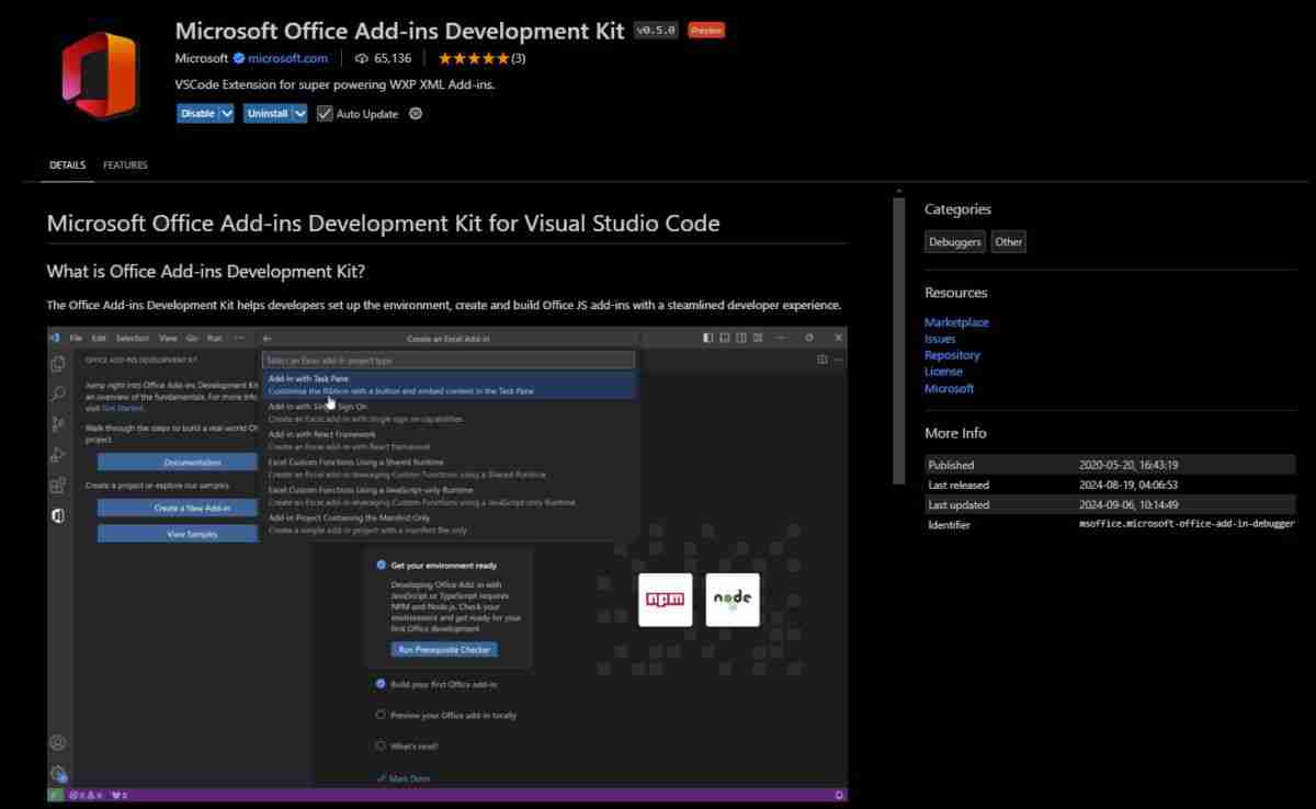 微软 Visual Studio Code 推出 Office 加载项开发工具预览版